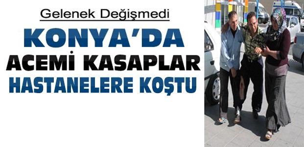 Konya'da Acemi Kasaplar Kendilerini Yaraladı