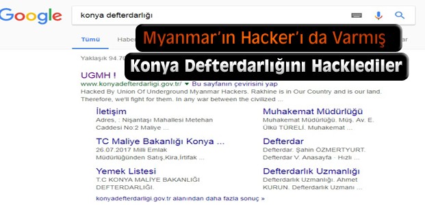 Myanmarlı Hackerlar Konya Defterdarlığına Saldırdı